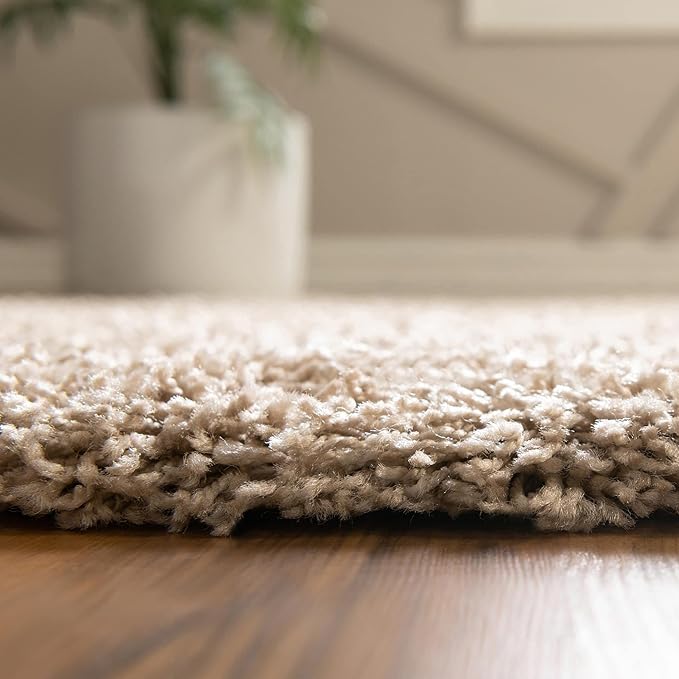 Unique Loom Solid Shag Collection Area Rug (10' x 13' 11" Rectangle, Taupe)