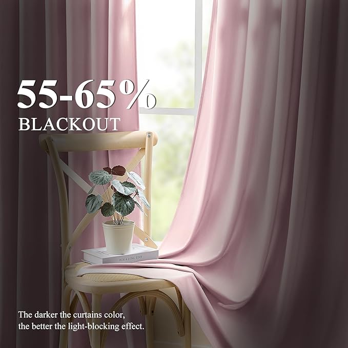 Baby Pink Velvet Curtains for Girls Bedroom, Super Soft Room Darkening Thermal Insulated Blackout Curtain Luxury Window Drapes for Living Room Nursery, Back Tab Rod Pocket, W52 x L90, 2 Panels