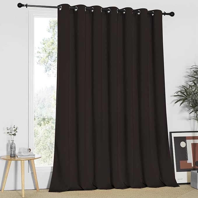 NICETOWN Blackout Curtain for Sliding Glass Door - Insulated Window Covering for Dividing Space/Office, Decorative Light Sound Reducing Patio Door Blinds (Brown, W100 x L95)