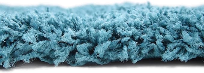Unique Loom Solid Shag Collection Area Rug (8' Square, Deep Aqua Blue)