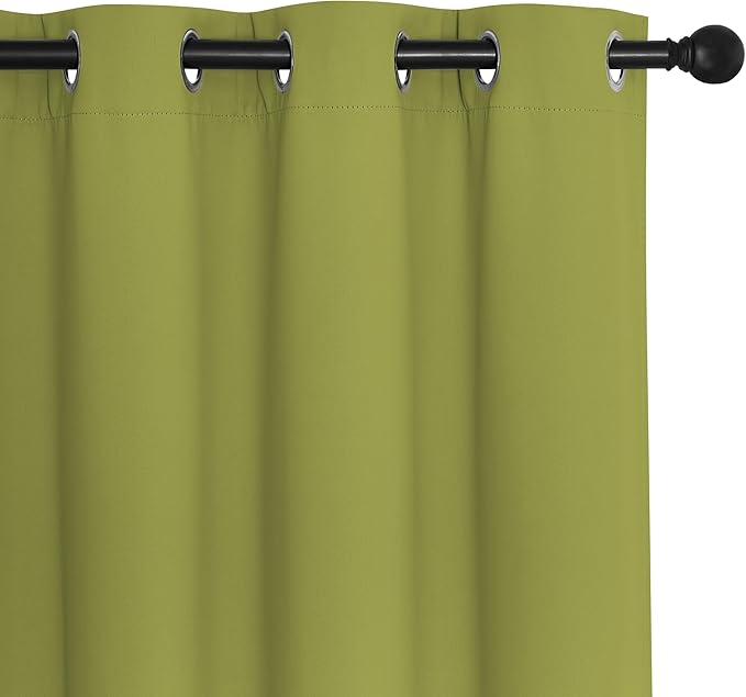 NICETOWN Blackout Curtains 84 Inch Length, Thermal Insulated Curtains for Bedroom Grommet Energy Saving Room Darkening Drapes for Living Room Window, 1 Panel, Fresh Green, 66" W x 102" L