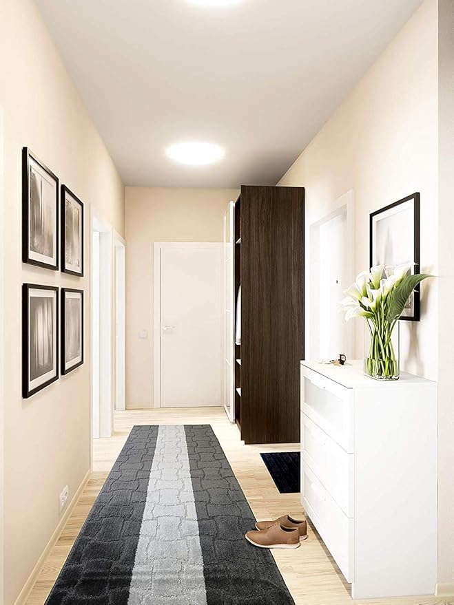Custom Length Hallway Runner Rug,Slip Resistant,Puzzle Anthracite, 26 Inch X 27 feet, Sold and Priced Per Foot