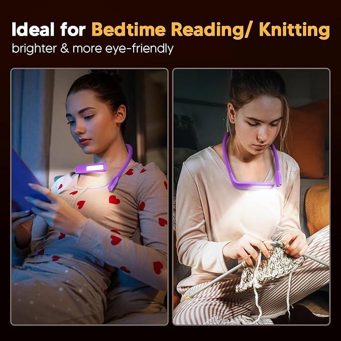 Neck Reading Lamp Purple Gifts For Women Book Lovers Knitting Crochet Accessories, Stocking Stuffers Christmas Birthday Present For Mom Wife Grandma Bible Readers Knitters Quilting Sewing Supplies