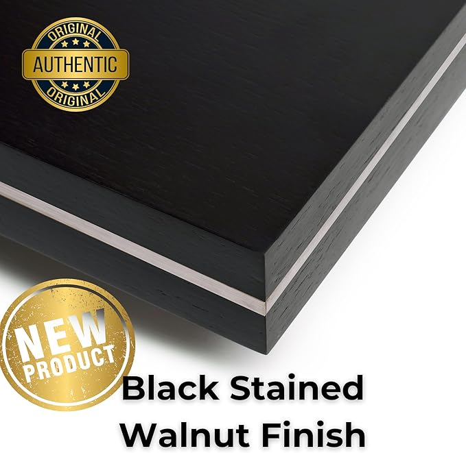 HÜNGSMART 60 Inch Wooden Floating Shelf – Supports 300lbs – 11 13/16 inch Deep - Engineered Wood – Black Stained Walnut Finish with Stainless Steel Insert– Includes Laser Welded Precision Wall Bracket