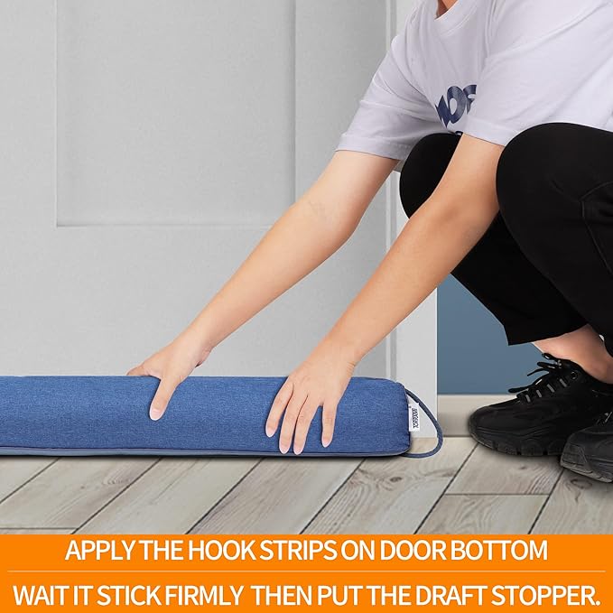 TORRAMI 32" Door Draft Stopper Under Bottom Insulation Noise Air Stopper 2.0LB,Draft Guard Seal for Doors and Windows - Blue Triangle