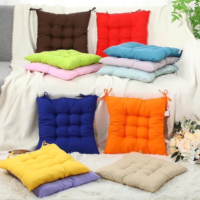 Geetery 12 Pcs Floor Pillows for Classroom Bulk Square Seating Cushions for Floor Chair School Kindergarten Reading Corner, 15.7'' Large Thick Meditation Cushions Yoga Nursery Daycare (Multicolor)