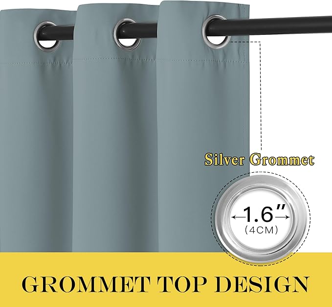 NICETOWN Extra Wide Patio Door Curtain 84 inch Long - Energy Smart & Noise Reducing Grommet Thermal Insulated Wide Width Drapes, Sliding Door Curtain for Guestroom(Stormy Sea, W100 x L84)