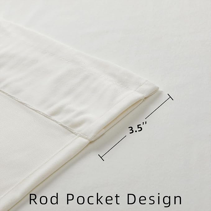 Joydeco Customized Velvet Curtains for Bedroom and Living Room, Heavy Duty Luxury Thermal Insulated White Velvet Curtains Rod Pocket 1 Panel, Custom Size