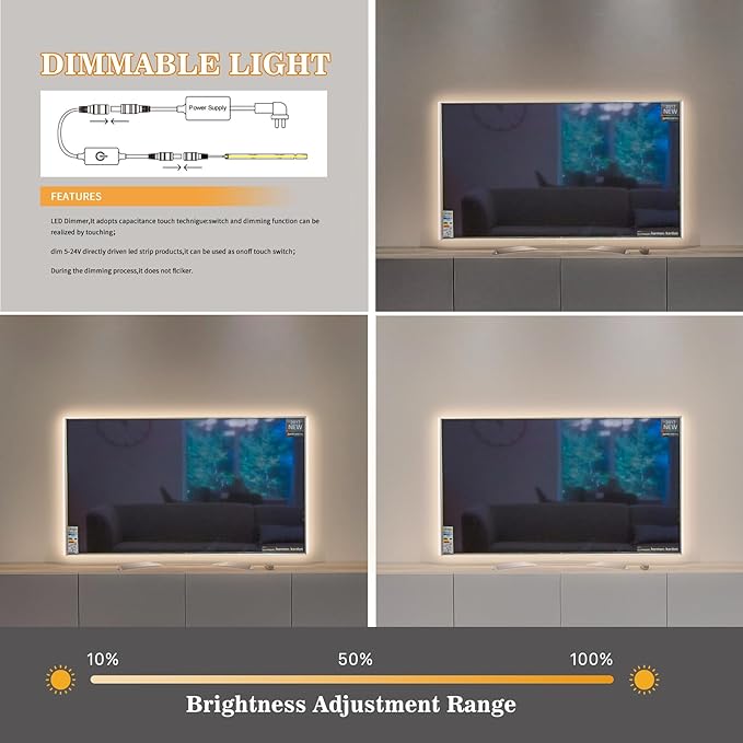 COB LED Strip, 16.4ft White LED Strip Light, Dimmable LED Light Strip 6000K Bright Daylight White, CRI92+, 8mm Width, 24V Flexible LED Tape Light for TV, Bedroom, Kitchen Cabinet, Closet, Home.
