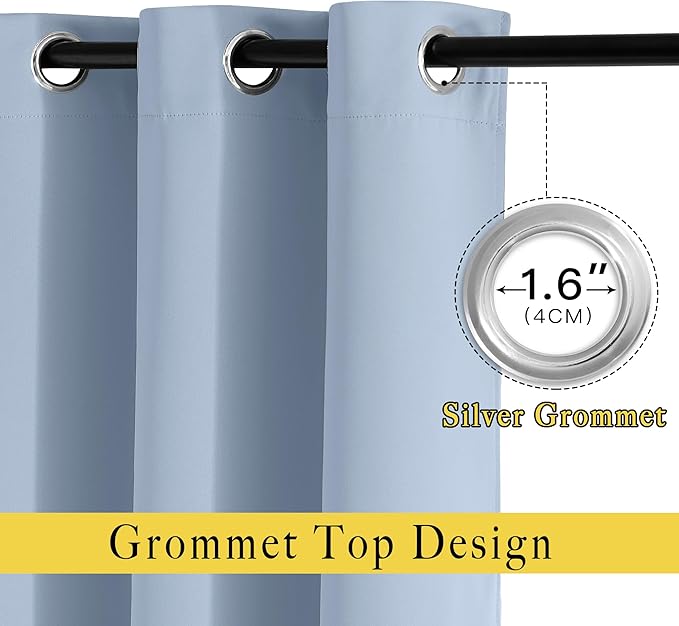 NICETOWN Blackout Curtains Drapery Panels - Window Treatment Blackout Curtains/Panels for Bedroom/Living Room Window, 72 inches Long, 2 Panel Set, Vintage Blue