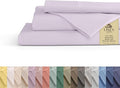 Linen Home 100% Cotton Percale Sheets King Size, Iris Lilac, Deep Pocket, 4 Pieces Set - 1 Flat, 1 Deep Pocket Fitted Sheet and 2 Pillowcases, Crisp Cool and Strong Bed Linen