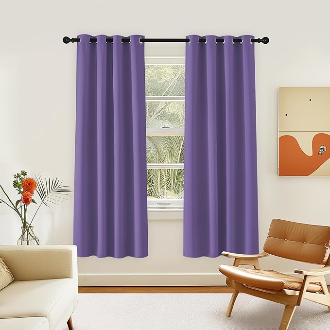 NICETOWN Room Darkening Curtain for Living Room - Energy Saving Thermal Insulated Grommet Room Darkening Curtain/Drape for Bedroom (1 Panel, 46 by 72, Lilac Purple)