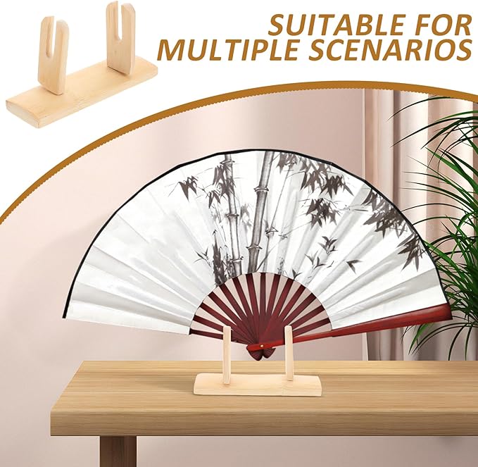 IMIKEYA Wood Folding Fans Stand Japanese Fan Holders Folding Handy Fans Display Holder Decorative Hand Fan Bases for Home Store