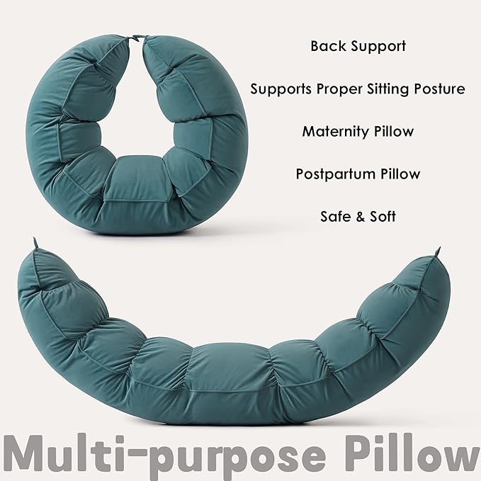 Peallow(Pat. Pend) – Long Round Body Pillow for Adults, Bolster Pillow for Sleeping, Soft and Supportive Pillow for Sleeping & Lumbar Support (Slate Blue,59")