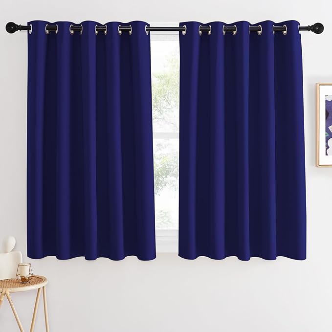 NICETOWN Blackout Curtains 54 Inches Long, Thermal Insulated Room Darkening Curtains for Bedroom, Window Treatment Drapes for Living Room Nursery (W66 x L54 Inch, Navy Blue, 1 Panel)