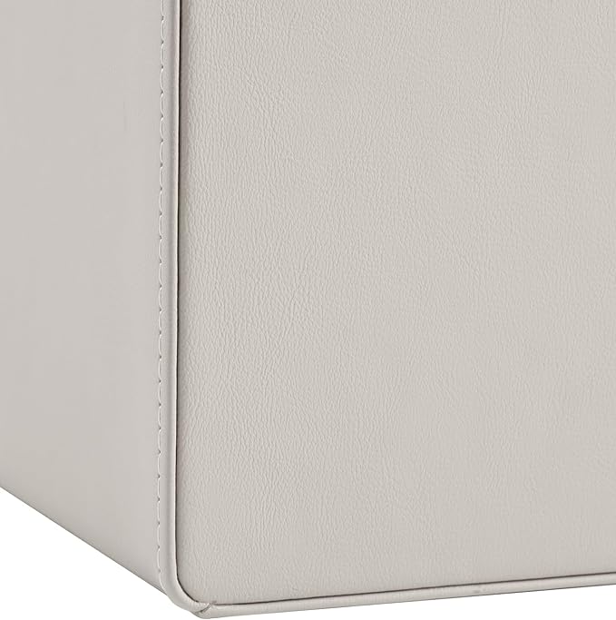 MEIBOOCH PU Leather Desk Organizer, Luxury Remote Control Holder for Home, Office Desk Accessories Table Caddy Bedside Nightstand Organizer (Dark Beige)