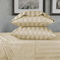 URBANHUT 800 Thread Count 100% Cotton Damask Queen Size Sheets, 4 Piece Striped Queen Size Bedsheets, Luxury Hotel Sheets Sateen Weave - Better Than Egyptian, 16" Elasticized Deep Pocket- Sand