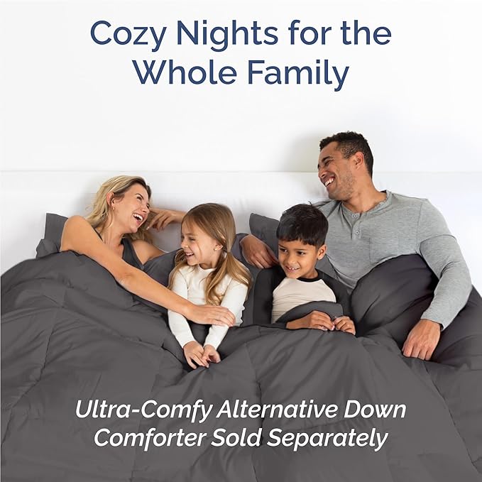 Twin XL 4 Piece Sheet Set - Cooling, Comfy & Breathable - Hotel Luxury Bedding, Includes Fitted Sheet for Women, Men, Kids & Teens - 1 Flat, 1 Fitted Sheet, 2 Pillowcases w/Deep Pockets - Dark Grey