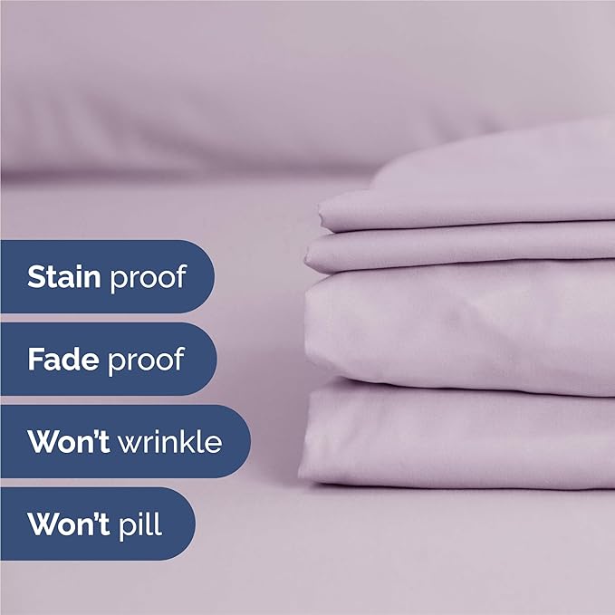King 6 Piece Sheet Set - Cooling & Breathable - Hotel Luxury Bedding, Includes Fitted Sheet for Women, Men, Kids and Teens - 1 Flat, 1 Fitted Sheet, 4 Pillowcases with Deep Pockets - Light Lavender
