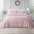 KASENTEX Queen XL Quilt Set 98"x98" – Soft Washed 3-Layer Lightweight Bedspread, Minimalist Nordic Design, All-Season Spring & Summer Quilt Set (1 Quilt + 2 Pillow Shams), Blush Pink