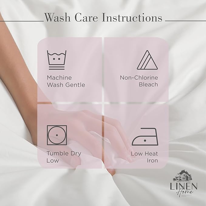 Linen Home 100% Cotton Percale Sheets King Size, Mauve Lavender, Deep Pocket, 4 Pieces Set - 1 Flat, 1 Deep Pocket Fitted Sheet and 2 Pillowcases, Crisp Cool and Strong Bed Linen