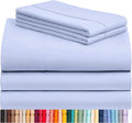 LuxClub 5 PC Sheet Set Bed Sheets Deep Pockets 16" Eco Friendly Wrinkle Free Cooling Machine Washable Hotel Bedding Silky Soft - Sky Blue Split King