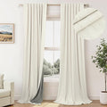 Pitalk Nursery Curtains for Girls Room Linen Black Out Back Tab Rod Pocket Cream Blackout Curtains 2 Panels 63 Inch Length for Baby Teen Boys Bedroom Dorm Short Window Off White Wide 38 x 63 Long