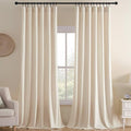 Joydeco Velvet Curtains White Blackout Curtains Thermal Insulated 120 inches Extra Long Window Curtains Soft Room Darkening Drapes for Bedroom Living Room Elegant Rod Pocket 2 Panels Cream White