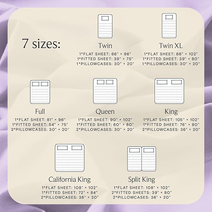 LuxClub 4 PC King Sheet Set, Deep Pockets Wrinkle Free Cooling Bed Sheets Hotel Bedding for Women, Men, Includes 1 Fitted Sheet, 1 Flat Sheet and 2 Pillowcases-Soft Lavender
