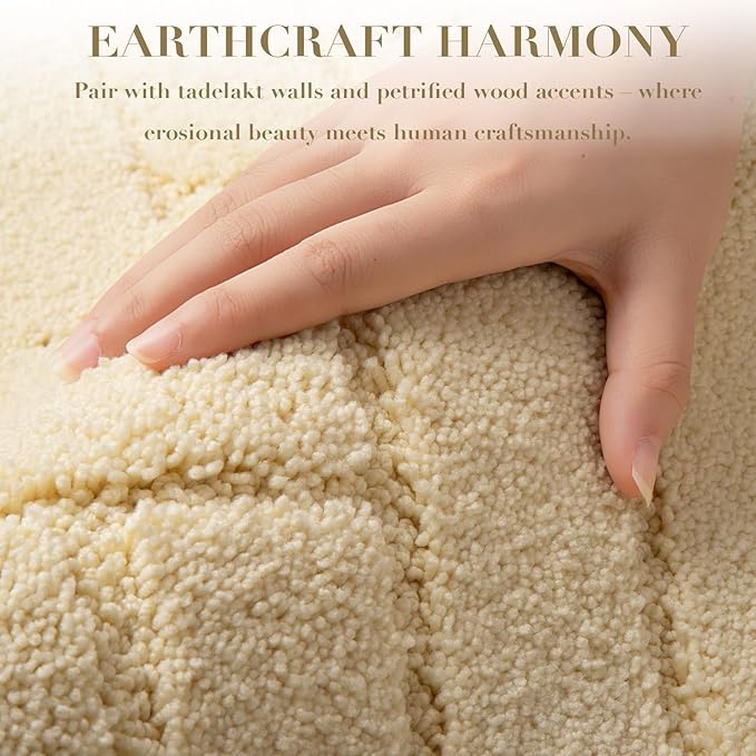 hicorfe Indoor Doormat,Front Back Door Mat Rubber Backing Non Slip Door Mats 20"x48" Absorbent Resist Dirt Entrance Doormat Inside Floor Mats for Entryway Washable Low-Profile(Cream Yellow)