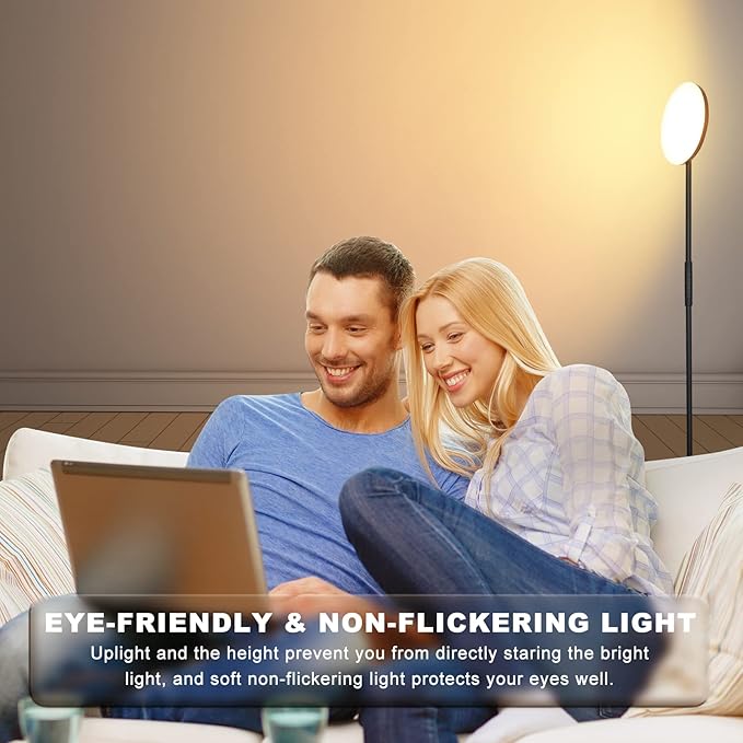 Floor Lamp, Upgraded 40W 4000LM Super Bright Torchiere LED Floor Lamps for Living Room, Stepless Dimmable Color Temperature 2700K-6500K with Remote & Touch Control, Standing Light for Bedroom Office