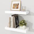 Floating Shelves for Wall, 7.9" Deep Wall Mounted Wood Shelves for Bathroom, Bedroom, Living Room, Kitchen, Hanging Shelf for Books/Storage/Room Decor (White, 16")