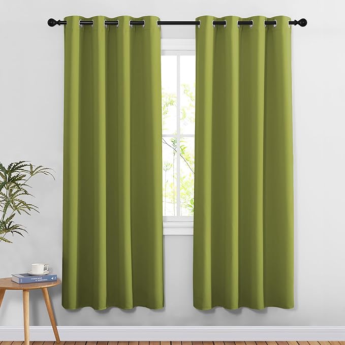 NICETOWN Room Darkening Curtains for Doorway 78 inches Long, Grommet Privacy Door Curtains Room Darkening Thermal Drapes for Bedroom/Christmas Day, Fresh Green, 2 Panels, W52 x L78