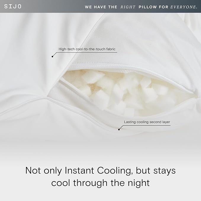 Sijo FlexCool Shredded Memory Foam Pillow - Adjustable Bed Pillow Last Cooling Surface - Good Housekeeping 2025 Bedding Award Winner - CertiPUR-US - Medium Firm for Back, Side, Stomach Sleepers (King)