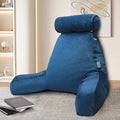 mittaGonG Reading Pillow for Sitting in Bed Adult with Detachable Neck Roll & Big Backrest Pillow for Bed Sitting up with Arms Side Pocket Shredded Foam Back Pillows Chair Pillow with Washable Cover