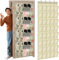 Windyun 40 Over the Door Shoe Organizer Large Breathable Mesh Pockets Hanging Shoe Rack for Closet Beige Behind Door Hanger Storage Holder Nonslip Hooks for Women Men Entryway Bedroom Utility Room