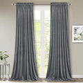 StangH Velvet Drapes 90 inches Long, Light Grey Luxury Home Decoration Bedroom Thermal Insulated Window Curtains for Sliding Door Cafe, W52 x L90, 2 Panels