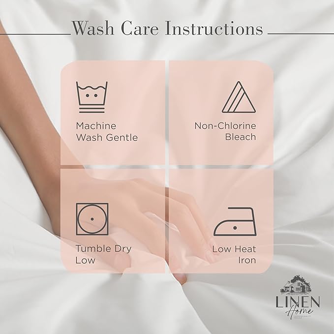 Linen Home 100% Cotton Percale Sheets King Size, Brushed Rose, Deep Pocket, 4 Pieces Set - 1 Flat, 1 Deep Pocket Fitted Sheet and 2 Pillowcases, Crisp Cool and Strong Bed Linen