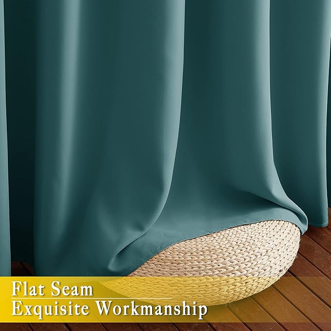 NICETOWN Blackout Room Darkening Window Curtain - Thermal Insulated Solid Grommet Blackout Patio Door Curtain/Drape for Living Room (Sea Teal, 1 Panel, 80 by 95-inch)
