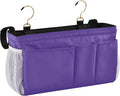 KOPIRIT Dark Purple Bedside Caddy Storage Bag Bedside Organizer for Bunk Bed Headboards College Bedside Shelf Hanging Organizer 6 Pockets with Hooks for Magazine Water Bottle Holder