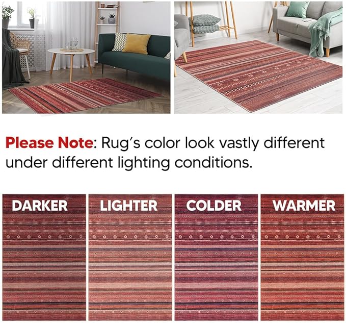 Keen Home Design 8x10 Rug - Machine Washable Area Rug with Non-Slip Backing, Ideal for Living Room, Dining Room, Bedroom - Vintage, Easy Clean, Durable, Low Pile Rug - (8' x 10')