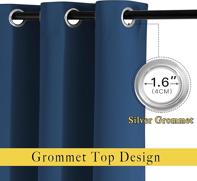 NICETOWN Moroccan Blue Blackout Curtains 84 inch Length 2 Panels, Grommet Thermal Insulated Window Treatments Light & Sound Reducing Drapes for Living Room/Bedroom, W46 x L84