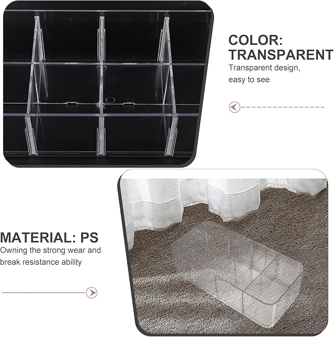 Underwear Organizer Box with 8 Compartments, Socks and Panties Drawer Organizer, Plastic Clothing Storage for Bedroom and Closet Organization