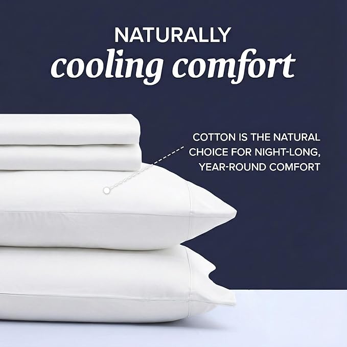 Beckham Hotel Collection Cal King Sheet Set 100% Cotton, 500TC Luxury Sateen Bedding, 16” Deep Pocket, Moisture-Wicking, 4-Piece, White