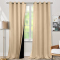 BGment 100% Blackout Curtains 108 Inch Long 2 Panles Set, Thermal Insulated Total Light Locking Soundproof Grommet Curtains & Drapes for Living Room with Black Liner, 52 Inch Wide Each, Beige