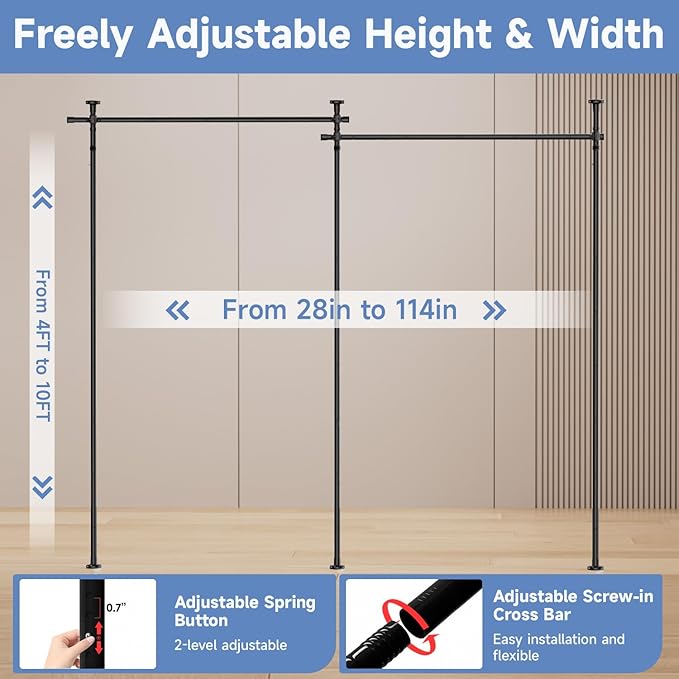 Room Divider Folding Privacy Screens with Wheels, 6FT Tall Divider for Room Separation, Movable Room Partitons and Dividers, Indoor Room Dividers Panel with Fabric (Black, 1 Panel-114‘’)