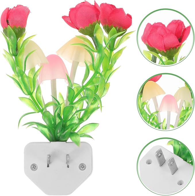Garneck LED Motion-Detecting Night Light Mushroom Shape Plug with Human Body Induction and Built-in Light Detector Warm Glow Night Lamp for Bedroom Bathroom Hallway Plastic Design US