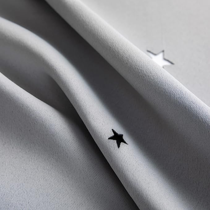 Star Curtains Double Layer Curtains Blackout Curtains for Bedroom Kids Curtains Cute Curtains, Curtains 72 Inches Long 2 Panels Set, Grey Curtains, 42 X 72 Inches