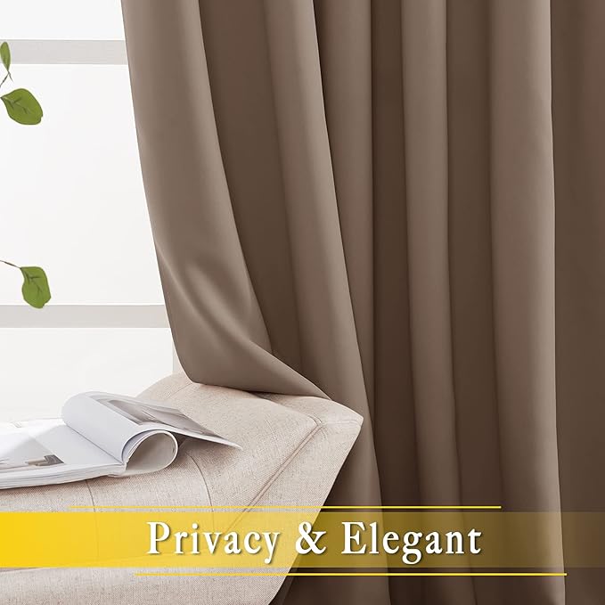 NICETOWN Blackout Blinds for Patio Door, Sliding Door Insulated Blackout Curtains, Extra Wide Curtain with Grommet Top for Villa/Hall/Parlor (Cappuccino, 1 Panel, 80” W x 108“ L)