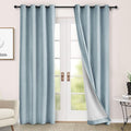 Macochico 100% Blackout Curtains Insulted Window Panels for Bedroom Living Room Dining Room Luxury Chenille Curtains Classic Home Decor Light Blue Curtains with Tieback 52" Wx72 L Grommet 1 Panel